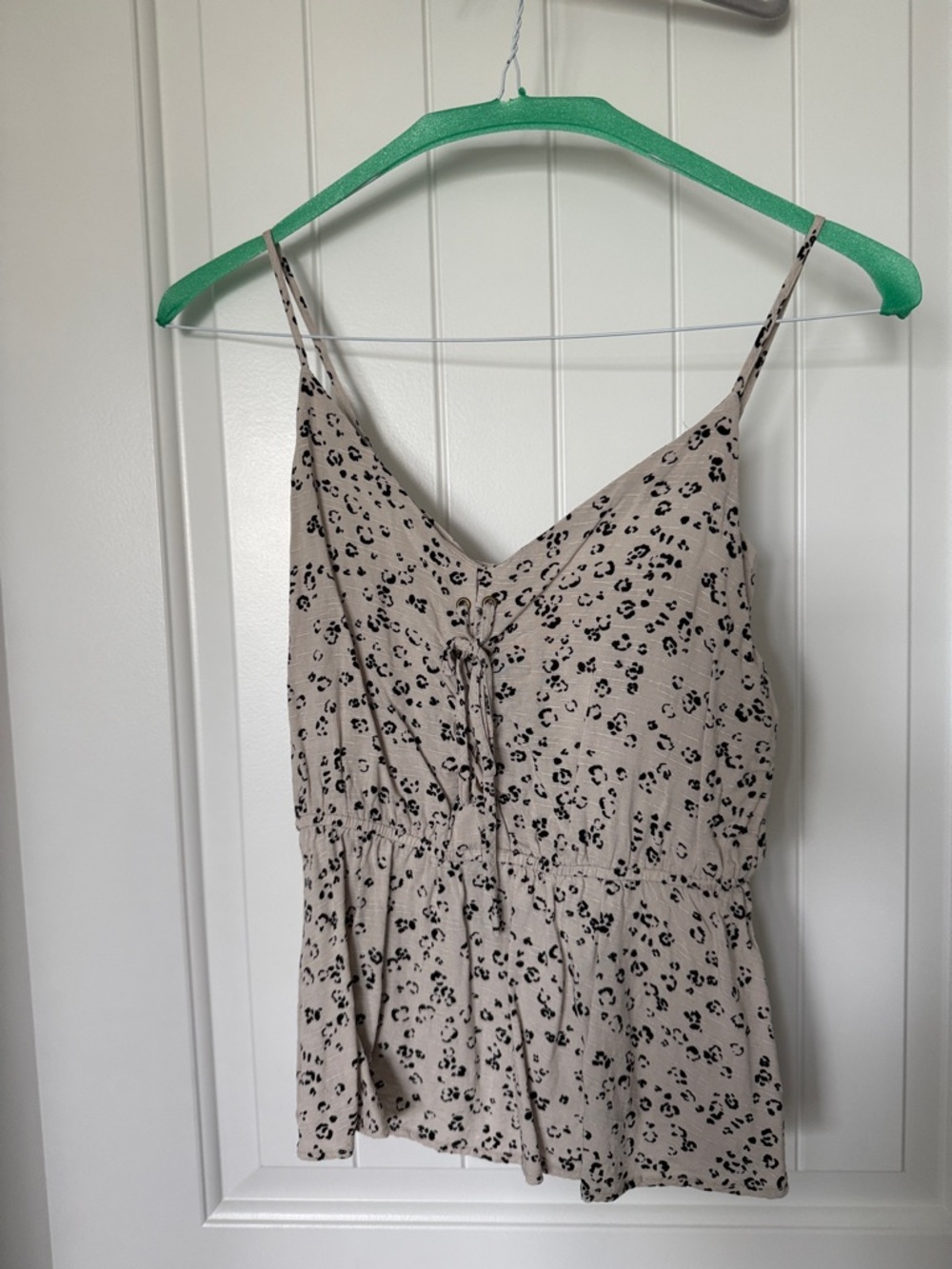 MAURICES Beige Leopard Print Tie-Front Cami Top